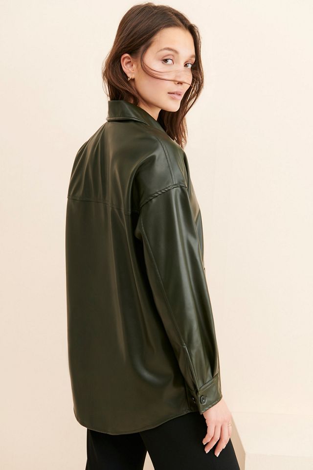 Badgley Mischka Gigi Vegan Leather Oversized Shirt Jacket #1