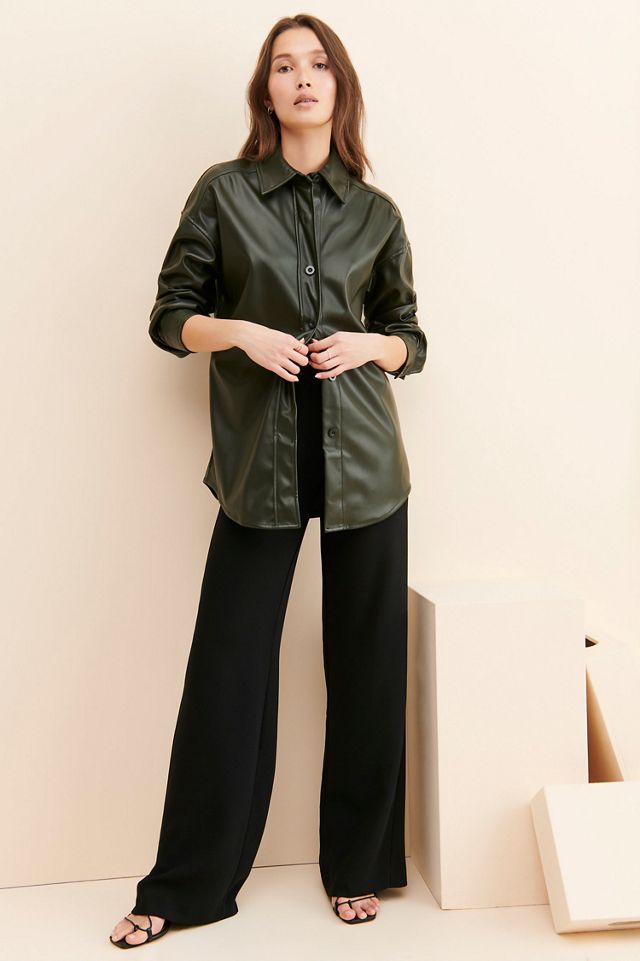 Badgley Mischka Gigi Vegan Leather Oversized Shirt Jacket #3