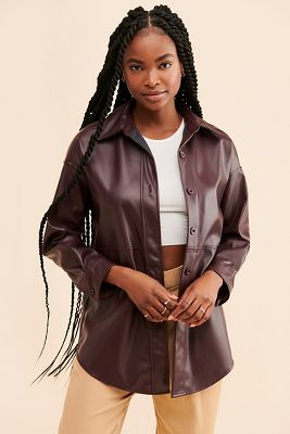 Badgley Mischka Gigi Vegan Leather Oversized Shirt Jacket