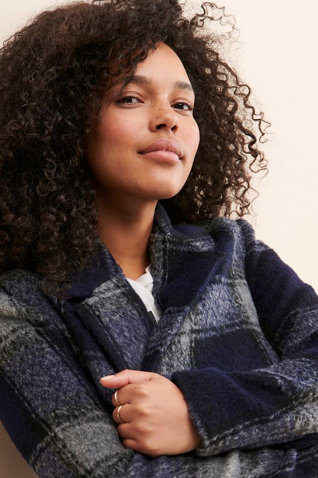 Bernardo Fuzzy Plaid Overcoat #2