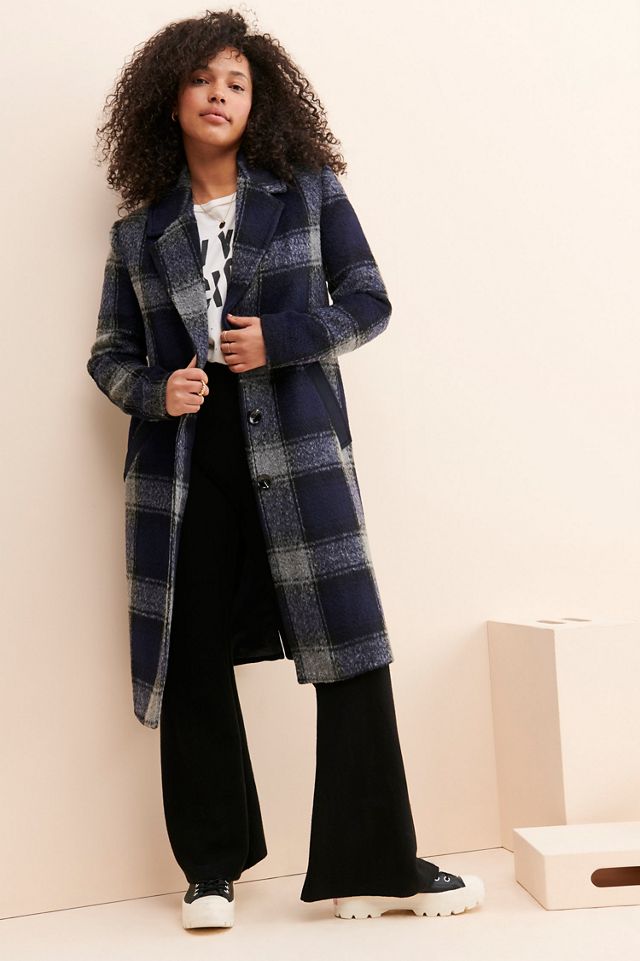 Bernardo Fuzzy Plaid Overcoat #3