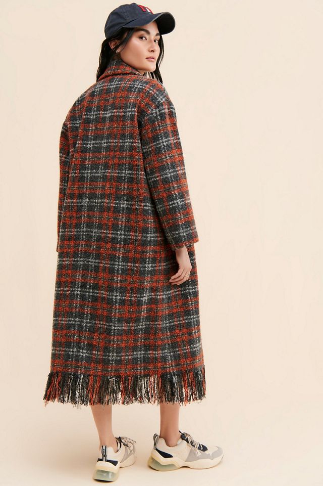 The Korner Plaid Fringe Coat #1