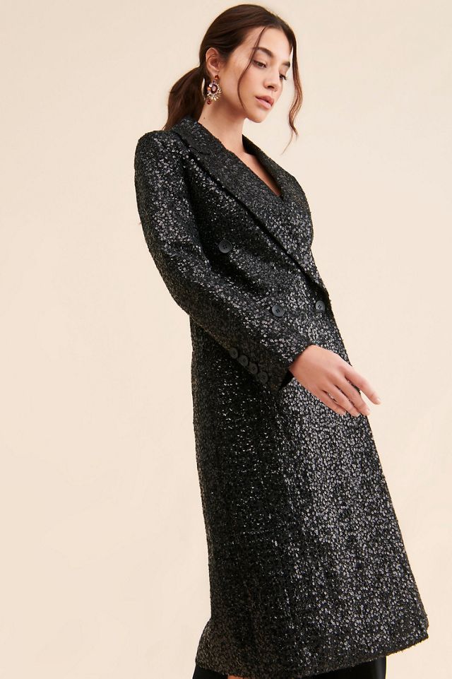 Avec Les Filles Sequin Embellished Overcoat #3