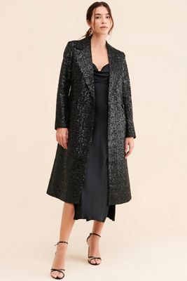 Avec Les Filles Sequin Embellished Overcoat