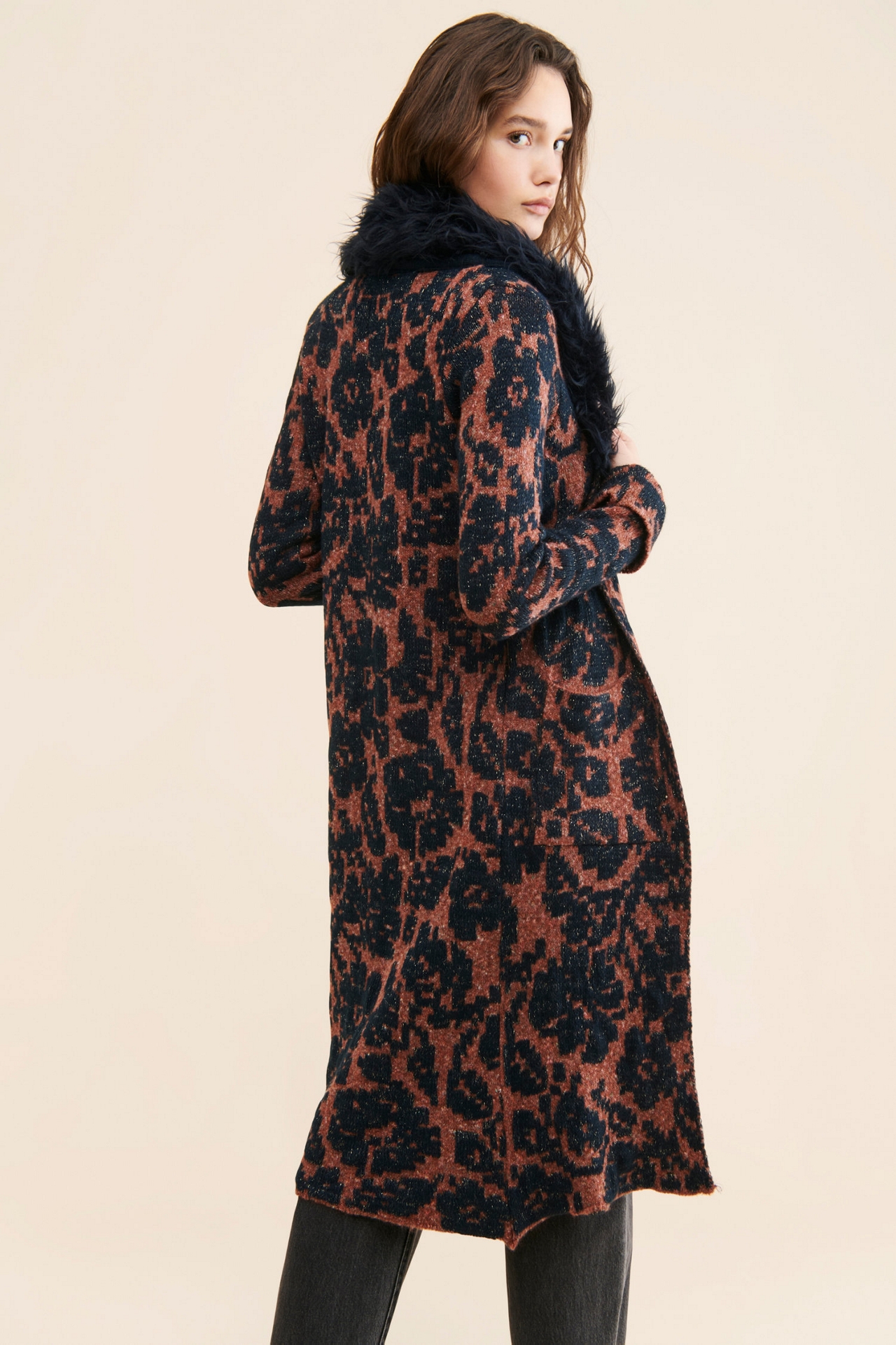Jacquard Sweater Coat
