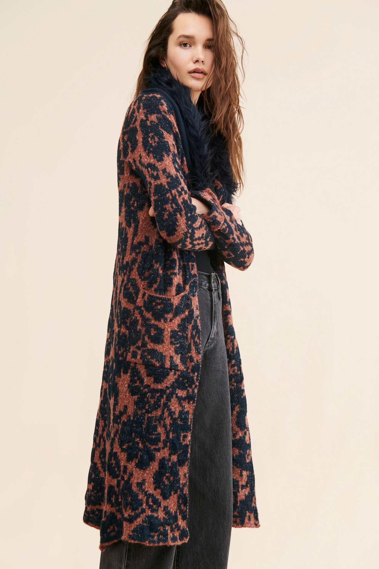 Jacquard Sweater Coat