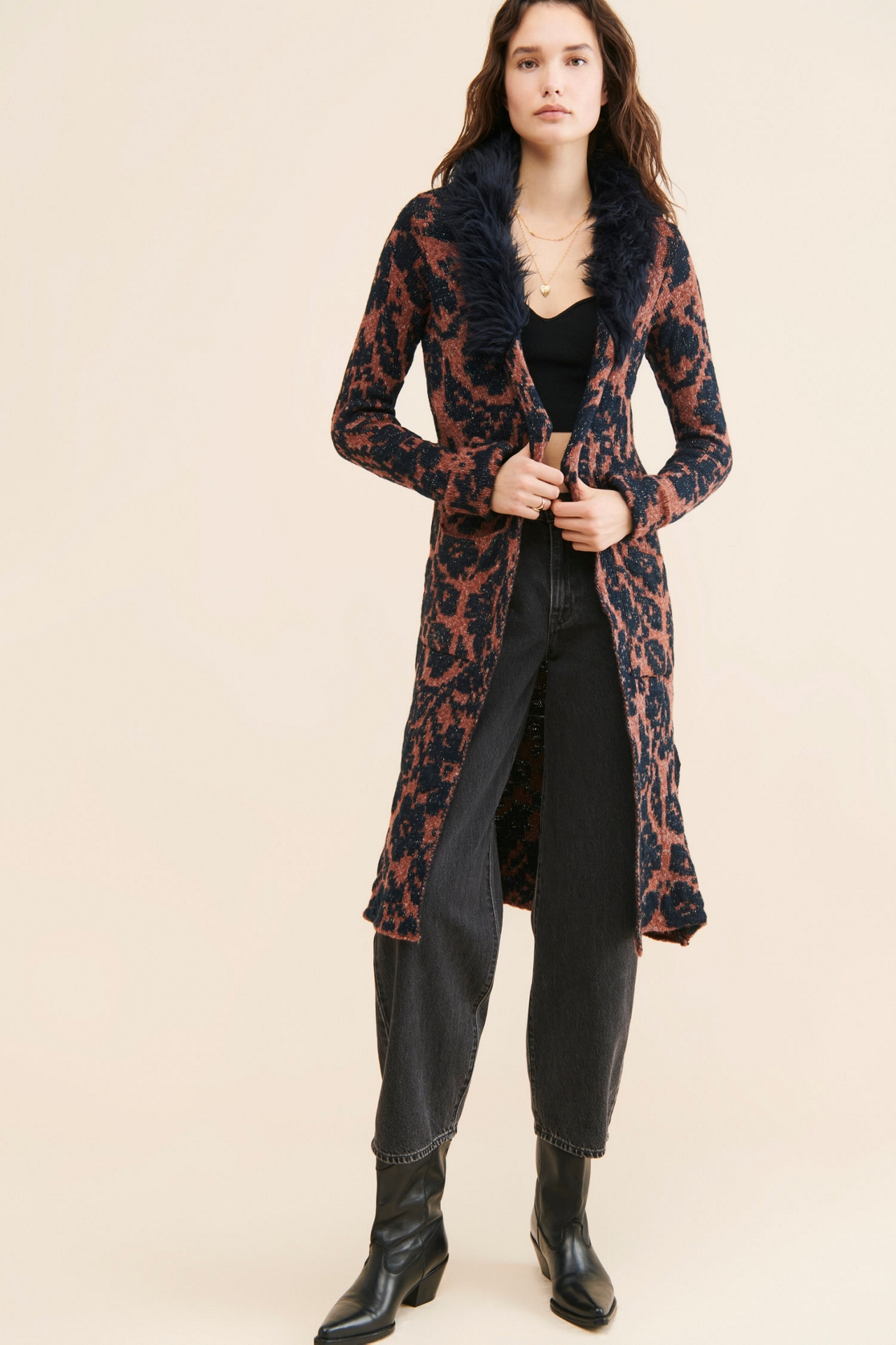 Jacquard Sweater Coat