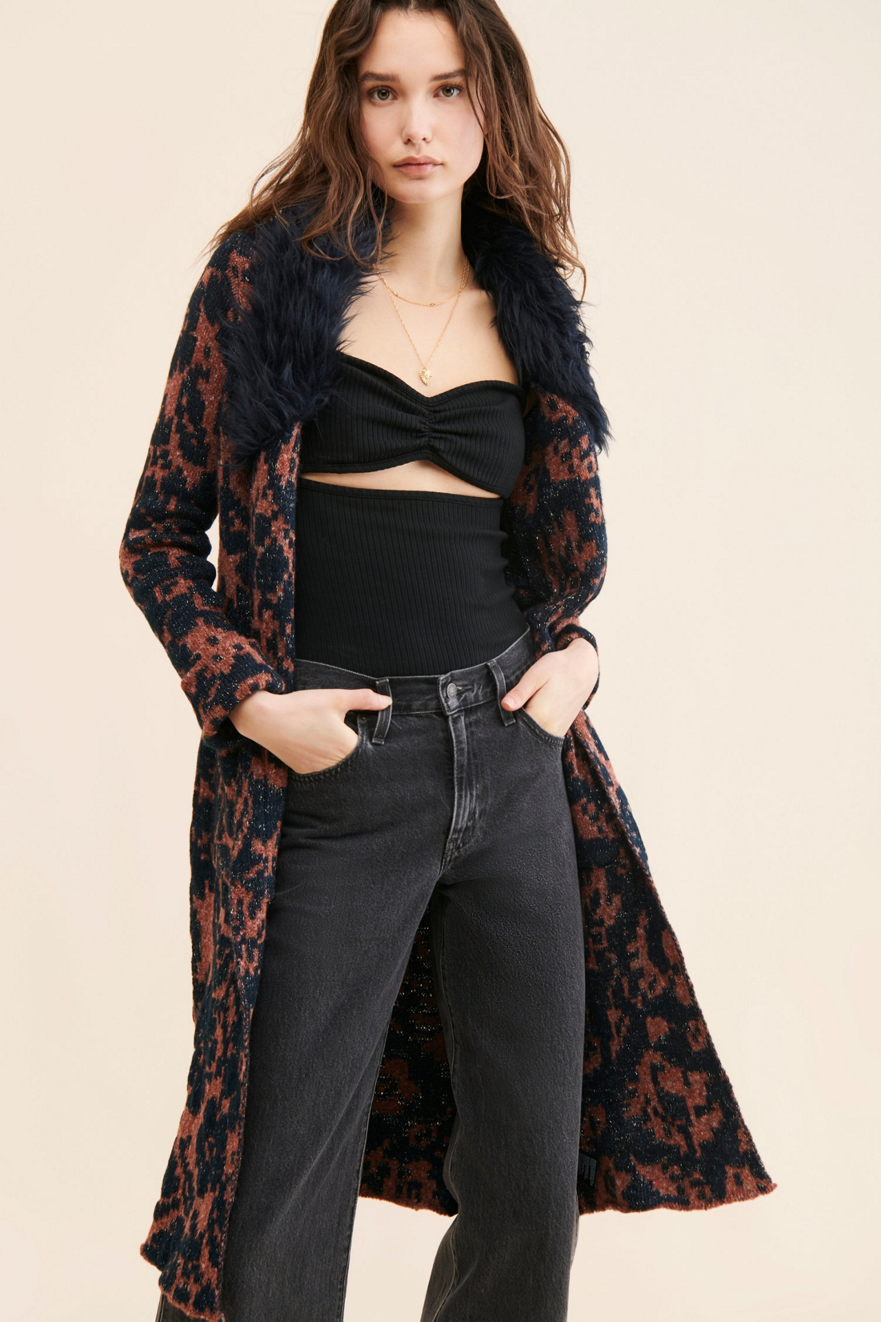 Jacquard Sweater Coat