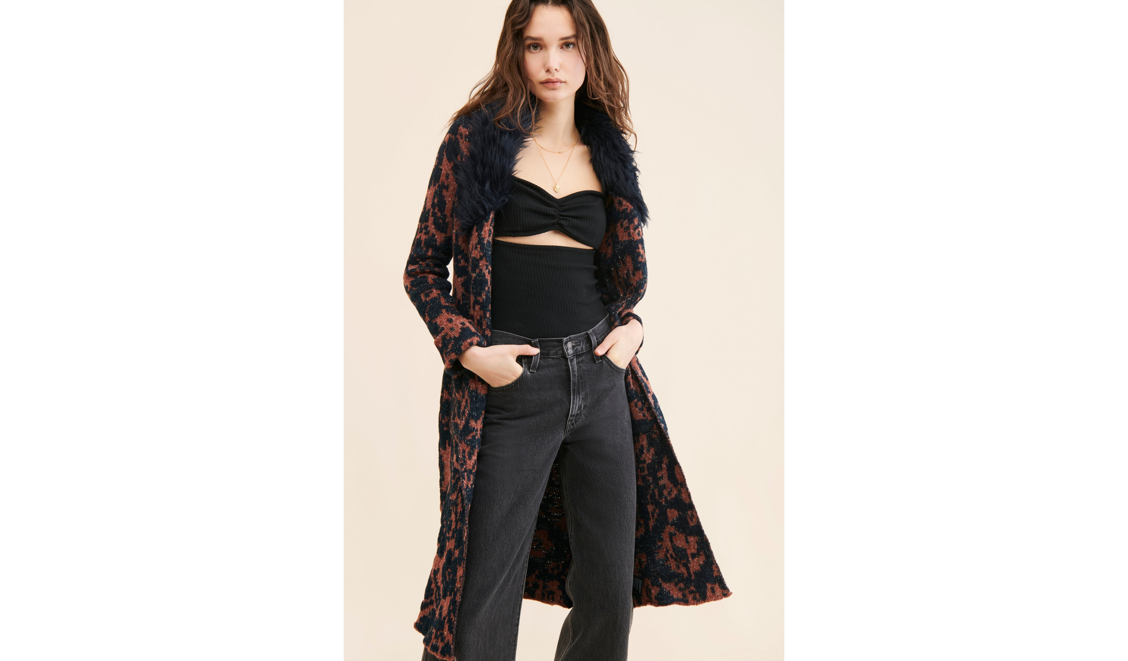 Jacquard Sweater Coat