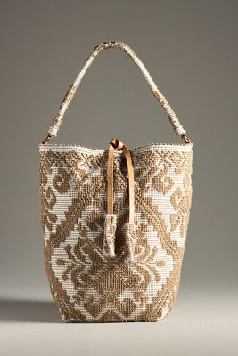 Aranaz Bianca Embroidered Bucket Bag | Anthropologie