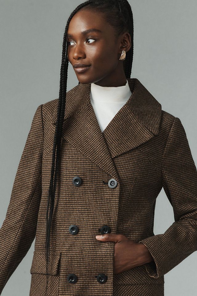 Maeve Double-Breasted Plaid Peacoat #2