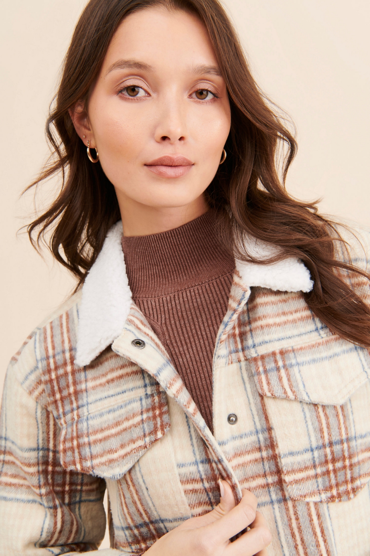 Vigoss Plaid Sherpa Shirt Jacket