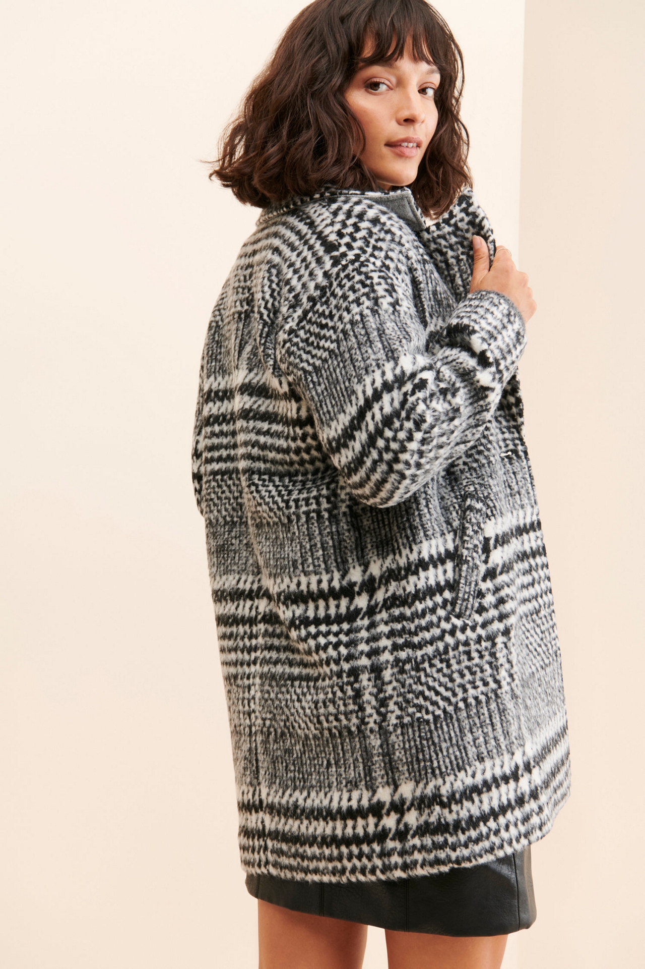 Greylin Brushed Houndstooth Overcoat