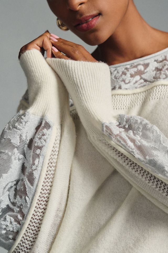 Sheer Balloon-Sleeve Sweater #2
