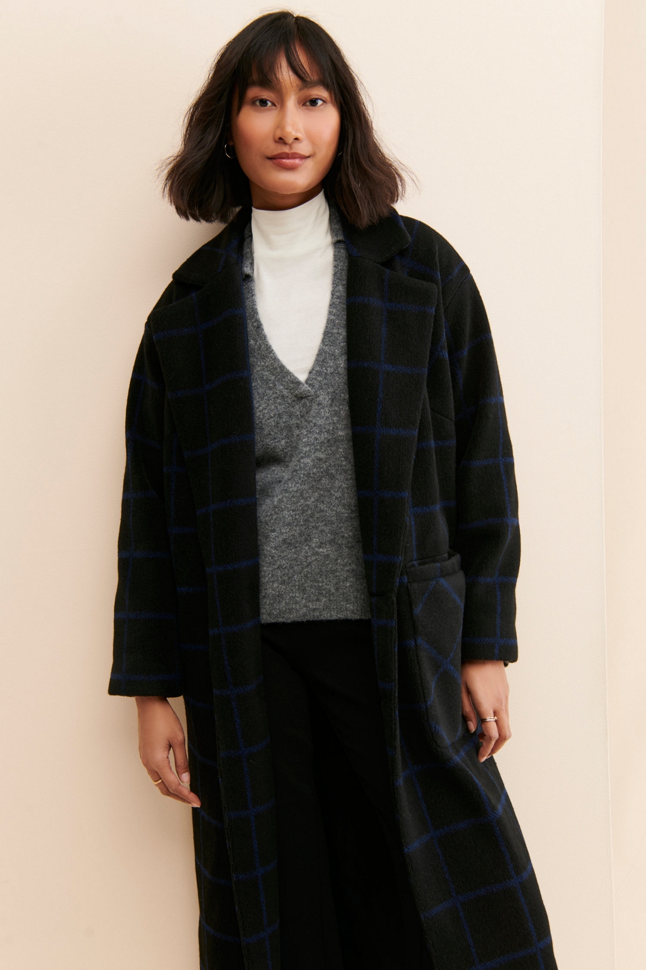 Hutch Oversized Windowpane Printed Overcoat