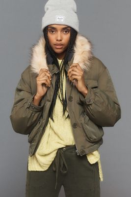 Cropped Hooded Puffer Coat