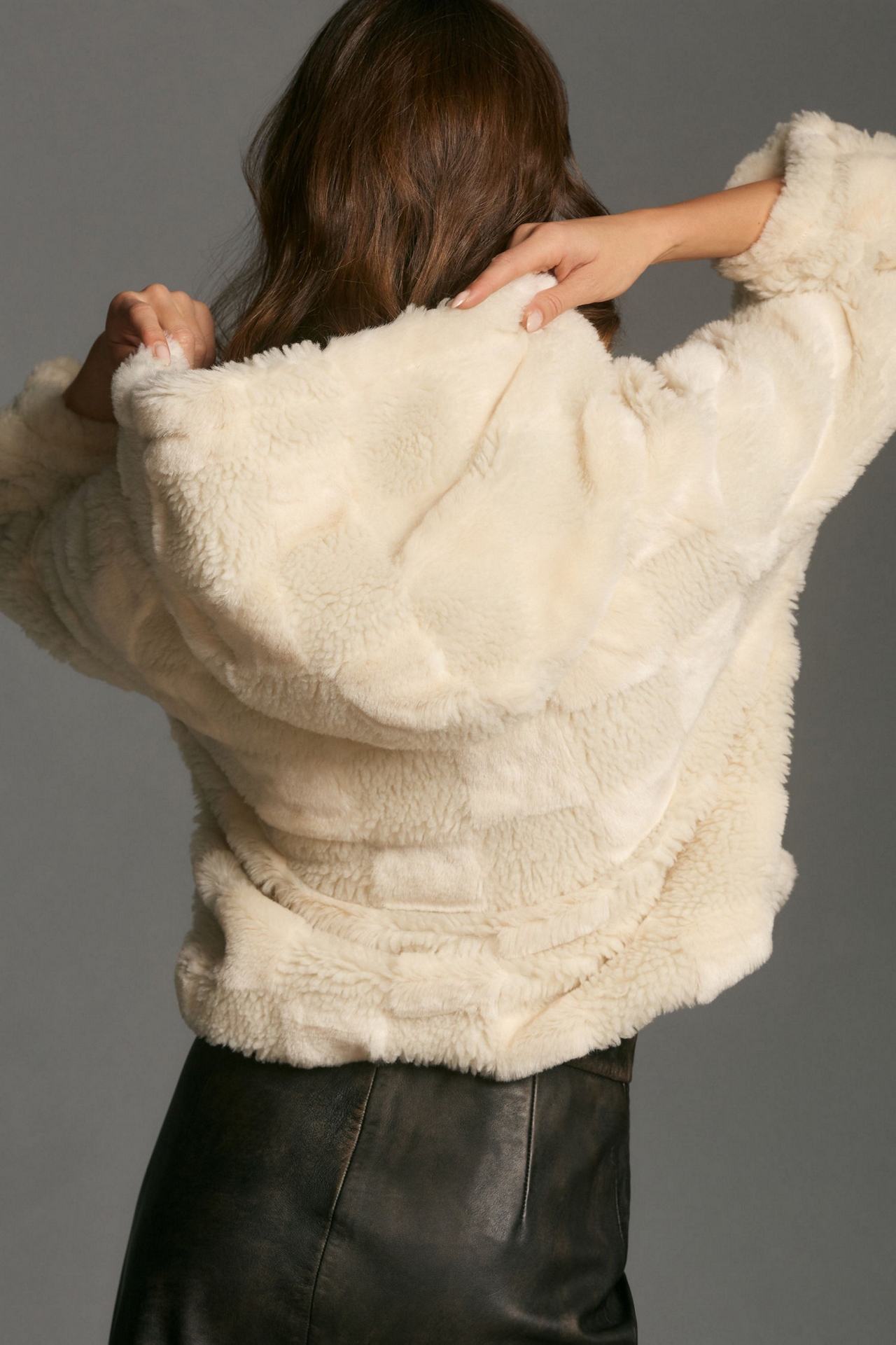 Cropped Faux Fur Hoodie Jacket