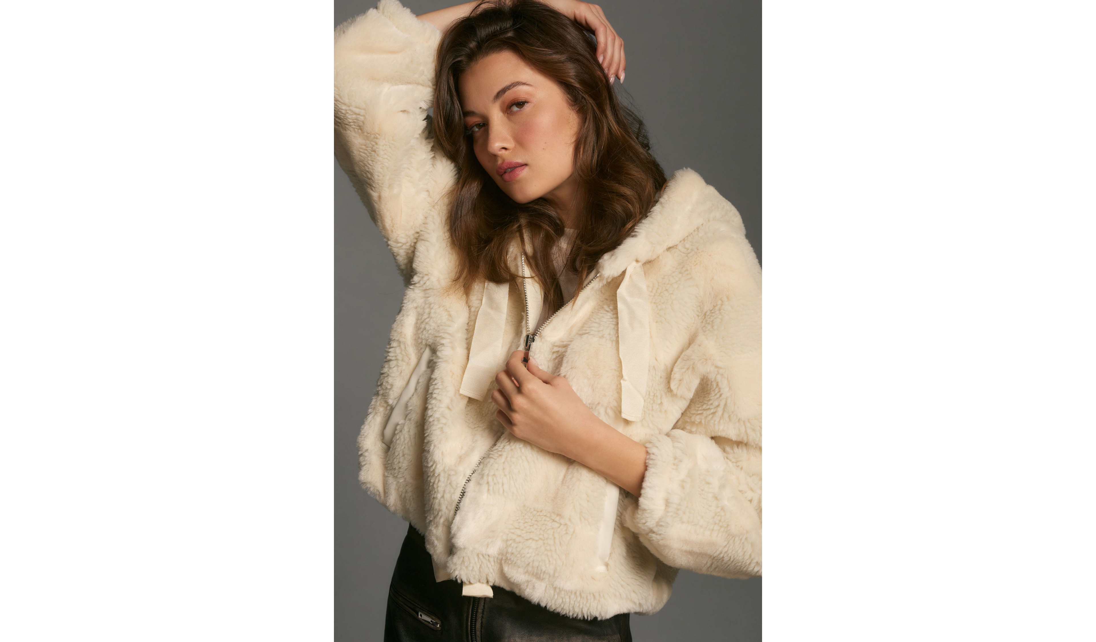 Cropped Faux Fur Hoodie Jacket