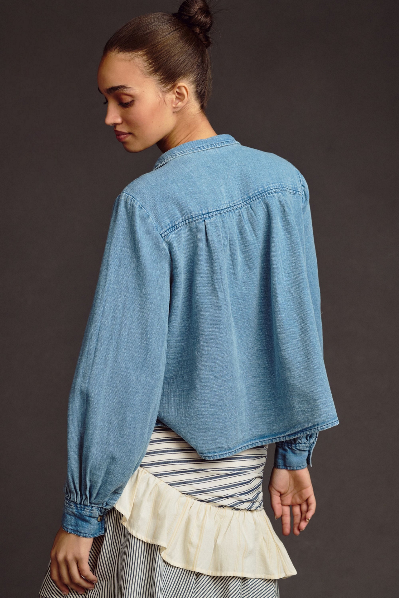 Pintuck Button-Front Blouse