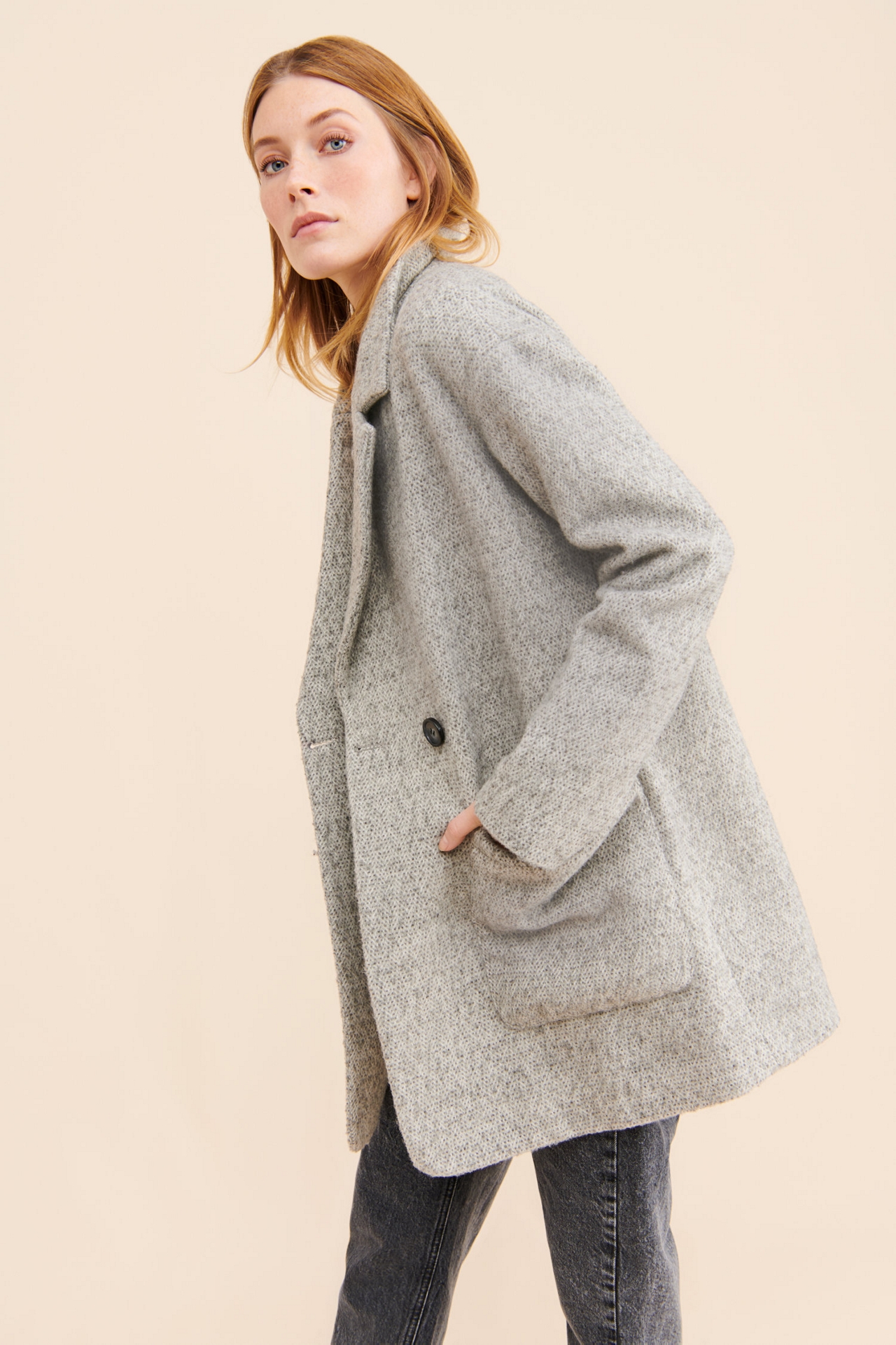 Avec Les Filles Earl Grey Wool Coat