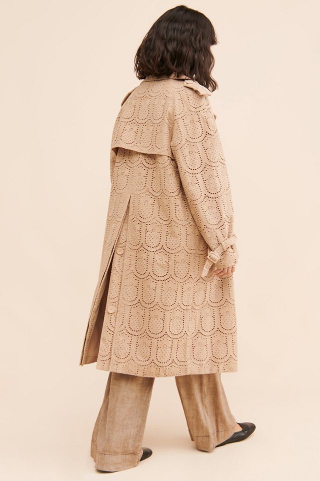 FARM Rio Pineapple Cotton Eyelet Trench Coat #1
