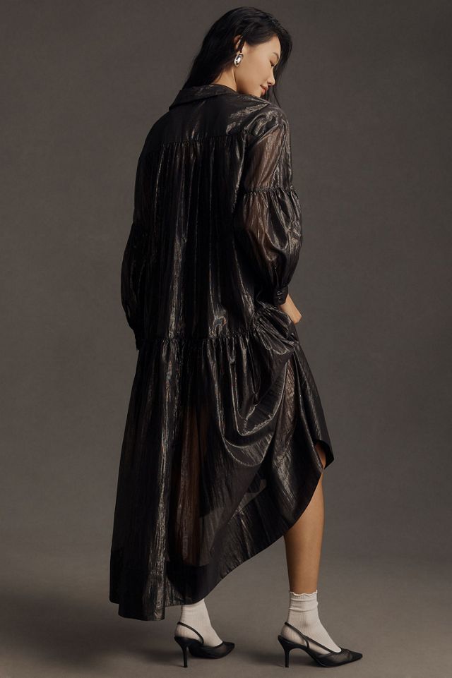 Pilcro Long-Sleeve V-Neck Metallic High-Low Dress #1