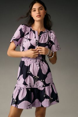 V-Neck Ruffle-Sleeve Pleated Dress | Anthropologie