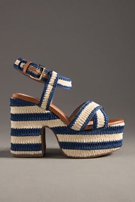 Vicenza Crochet Platform Heels In Blue