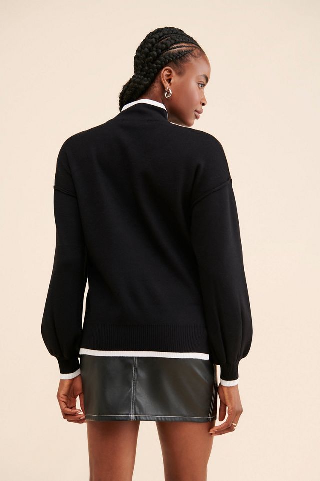 Flat White Tipped Pullover Sweater #1