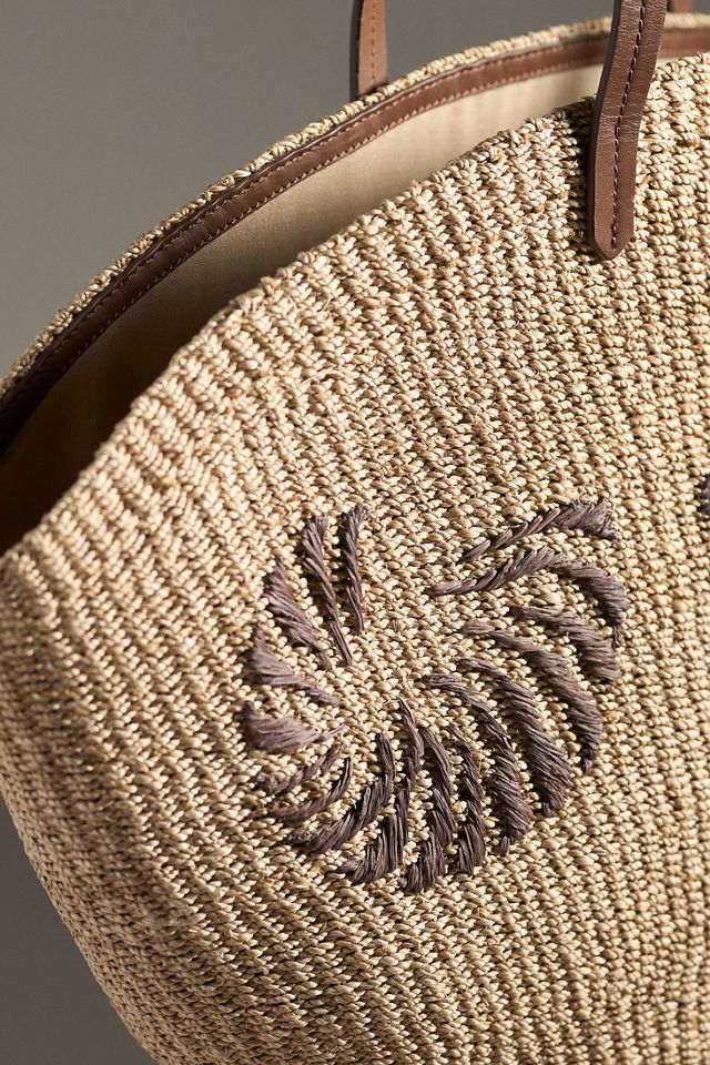 POOLSIDE Anna Embroidered Woven Tote | Anthropologie