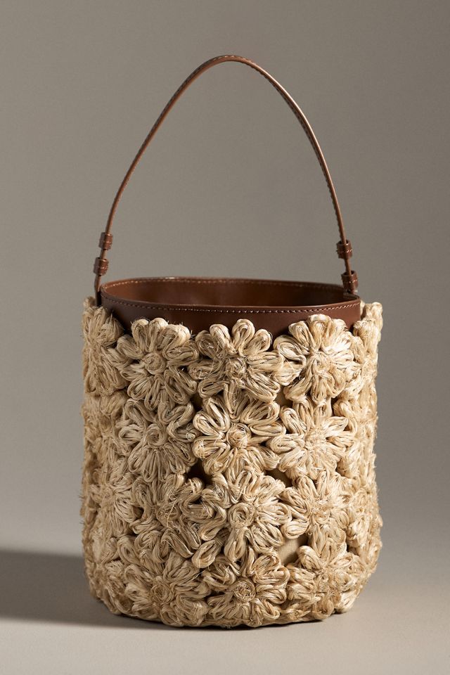 POOLSIDE Ravello Floral Straw Bucket Bag #1
