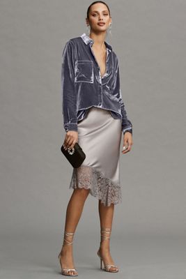 Pilcro Relaxed Velvet Buttondown Shirt