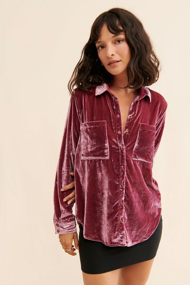 Pilcro Relaxed Velvet Buttondown Shirt #1