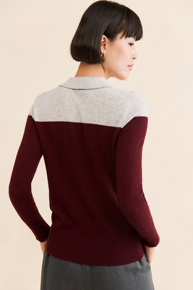 Pure Cashmere Two Toned Polo Cashmere Sweater #1