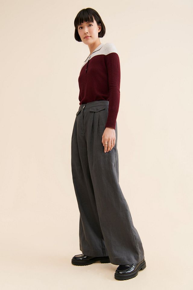 Pure Cashmere Two Toned Polo Cashmere Sweater #3