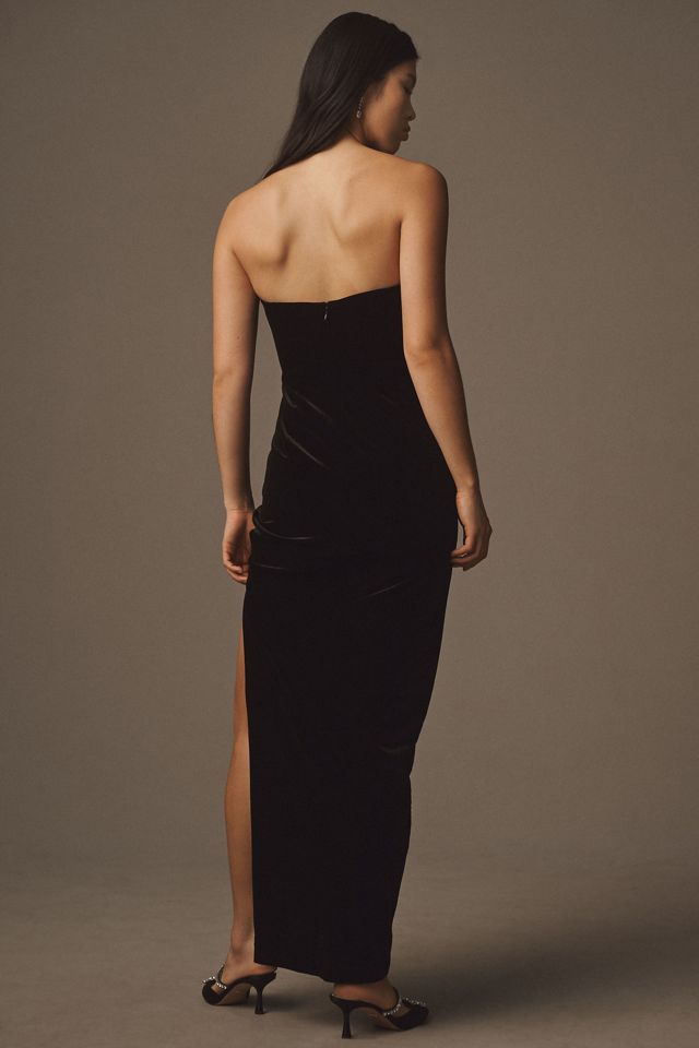 chinese dress ladies Liv Foster Satin Strapless Gown in Black – Suite 201 main image 0