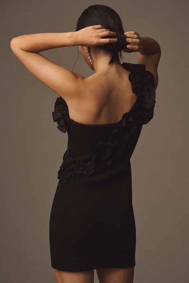 Endless Rose Asymmetric Ruffled One-Shoulder Stretch Mini Dress #1