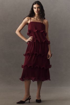 Endless Rose Sleeveless Linen Blend Halter Lace Midi Dress