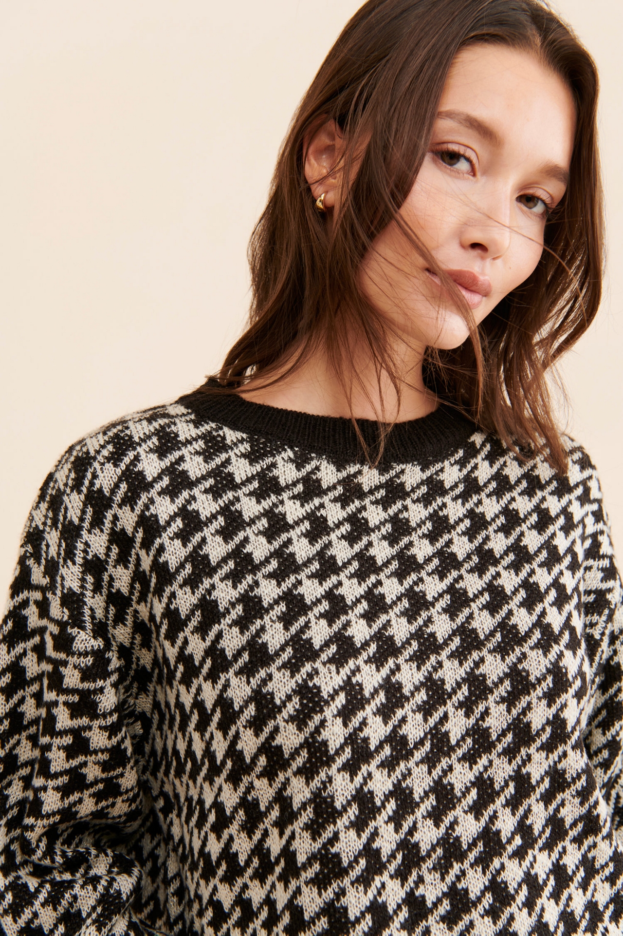 Vigoss Houndstooth Crop Sweater