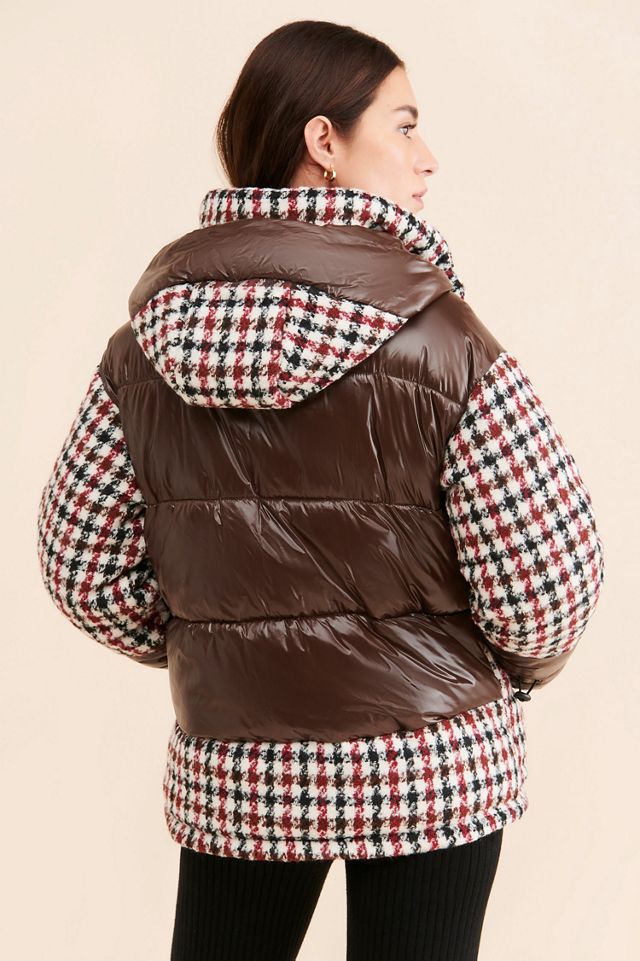 Bernardo Houndstooth Puffer Coat #1
