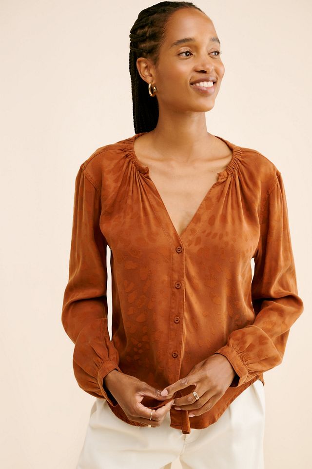Cloth & Stone Long Sleeve Elastic Neck Buttondown Top #2