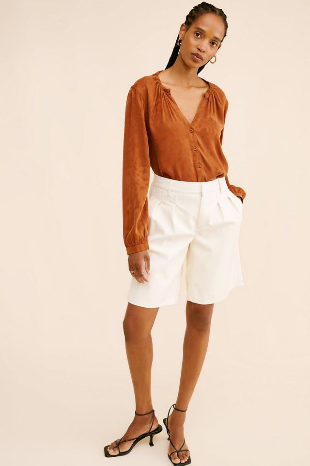 Cloth & Stone Long Sleeve Elastic Neck Buttondown Top #3