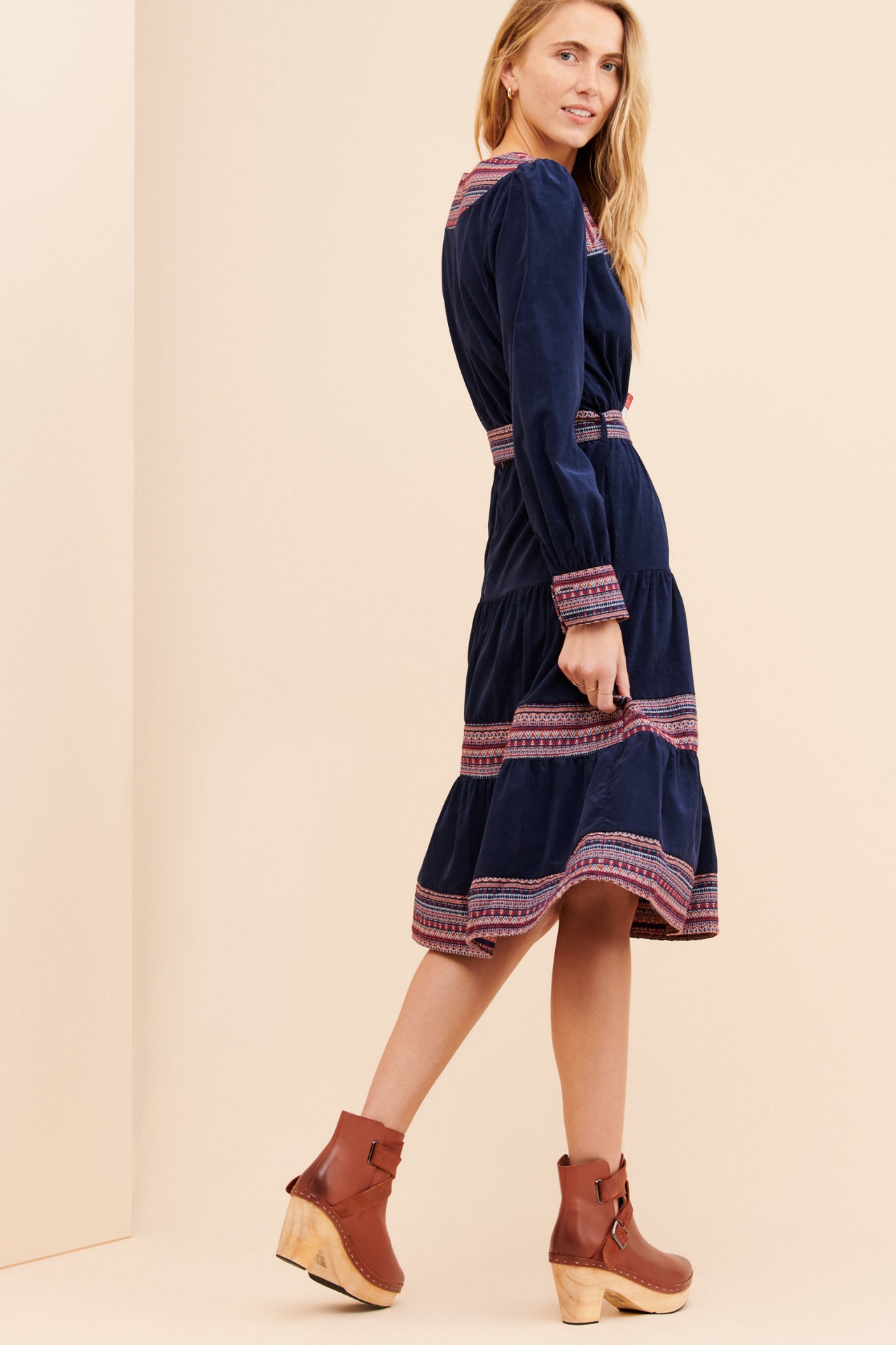 Louche Shina Tiered Jacquard Midi Dress