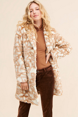 Ruby + Ed Abstract Floral Faux Fur Coat | Anthropologie