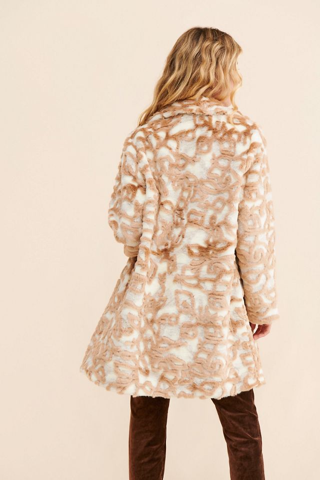 Ruby + Ed Abstract Floral Faux Fur Coat #1