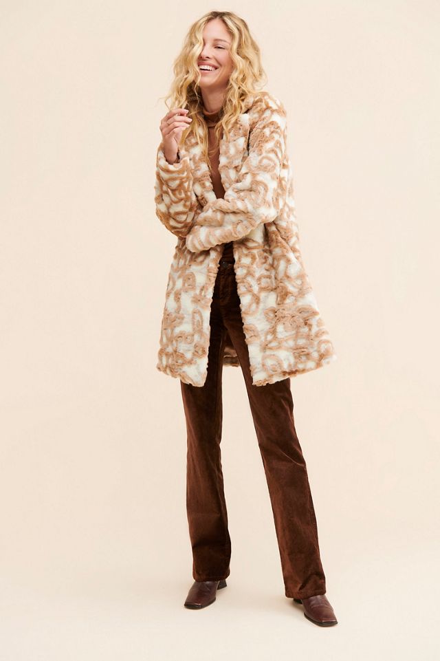 Ruby + Ed Abstract Floral Faux Fur Coat #3