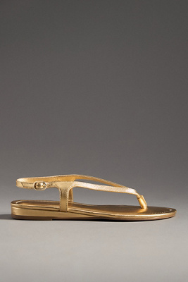 By Anthropologie Microwedge Thong Sandals In Gold