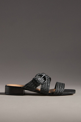 By Anthropologie Raffia Buckle Sandals In Black