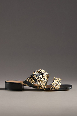 By Anthropologie Raffia Buckle Sandals In Beige