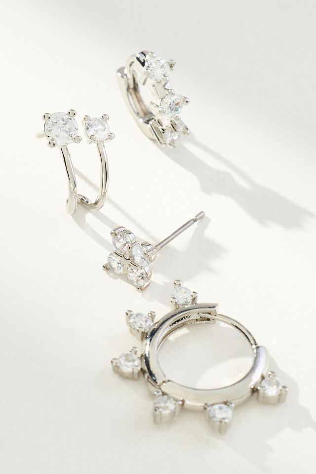 Delicate Crystal Huggie Hoop Earrings, Set of 4 #1